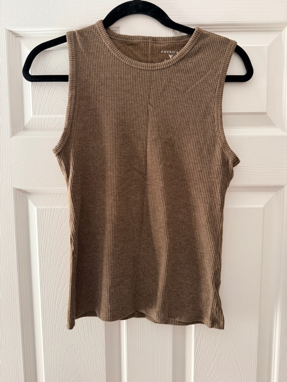 American Eagle Outfitters Ribbed Tank Top - Taupe Brown